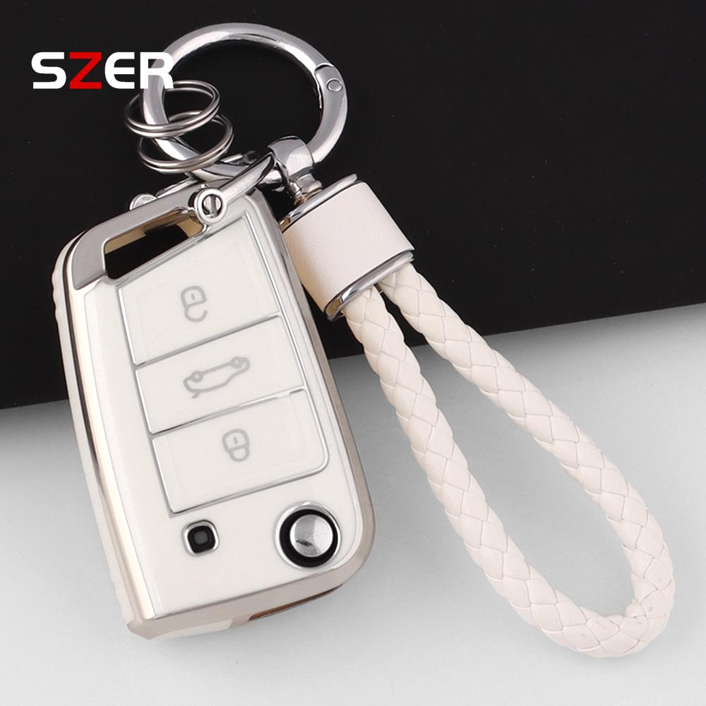 TPU Car Flip Key Case Cover Shell For VW Volkswagen Golf 7 MK7 Tiguan MK2 For Seat Ateca Leon FR Ibiza For Skoda Octavia Kodiaq