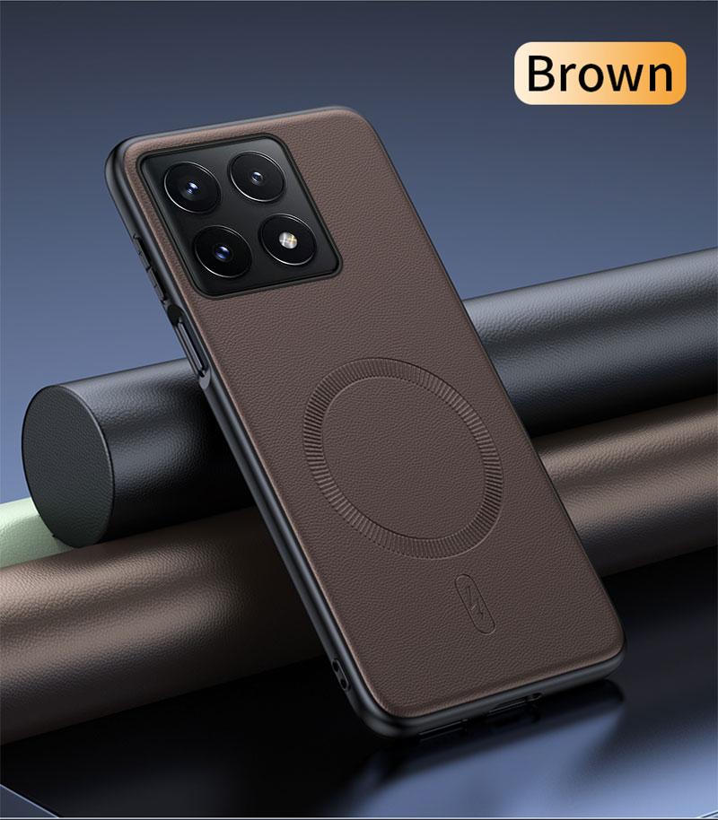 

For Xiaomi 14T Pro Case Magnetic Leather Shield Cover For Xiaomi 14T Pro High Quality Anti-Fingerprint Non-Slip PC+TPU xiaomi 14T pro коричневый