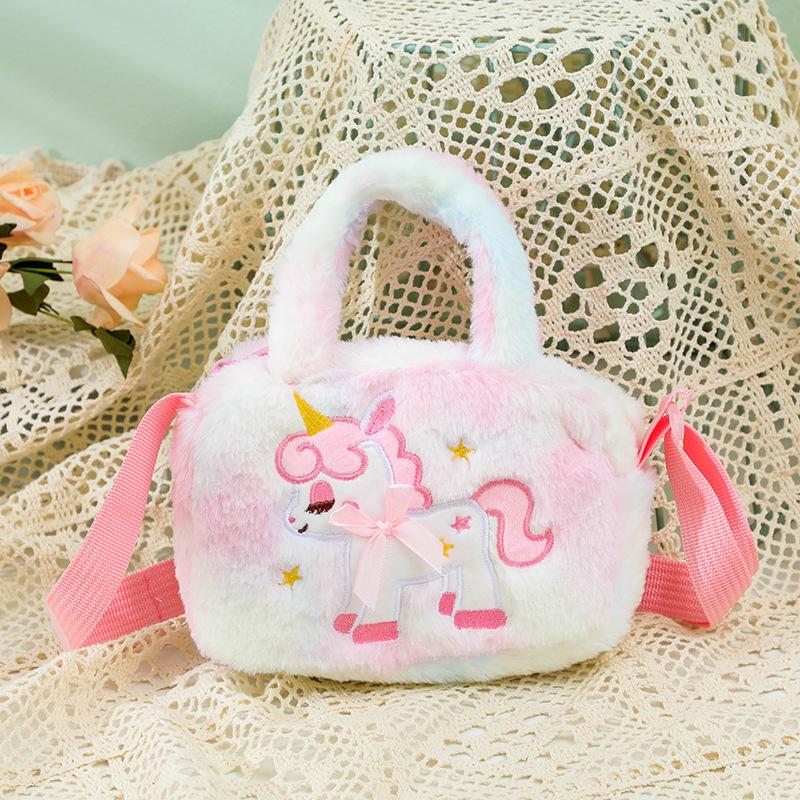 Unicorn Plush Toy Crossbody Bag - Cute Square Handbag for Kids