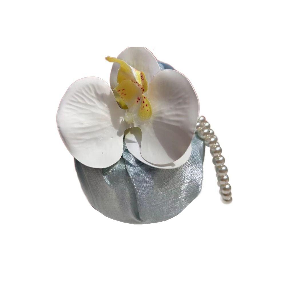 

Satin Silk Butterfly Orchid Handbag Large Capacity Festive Sugar Bag Wedding style L