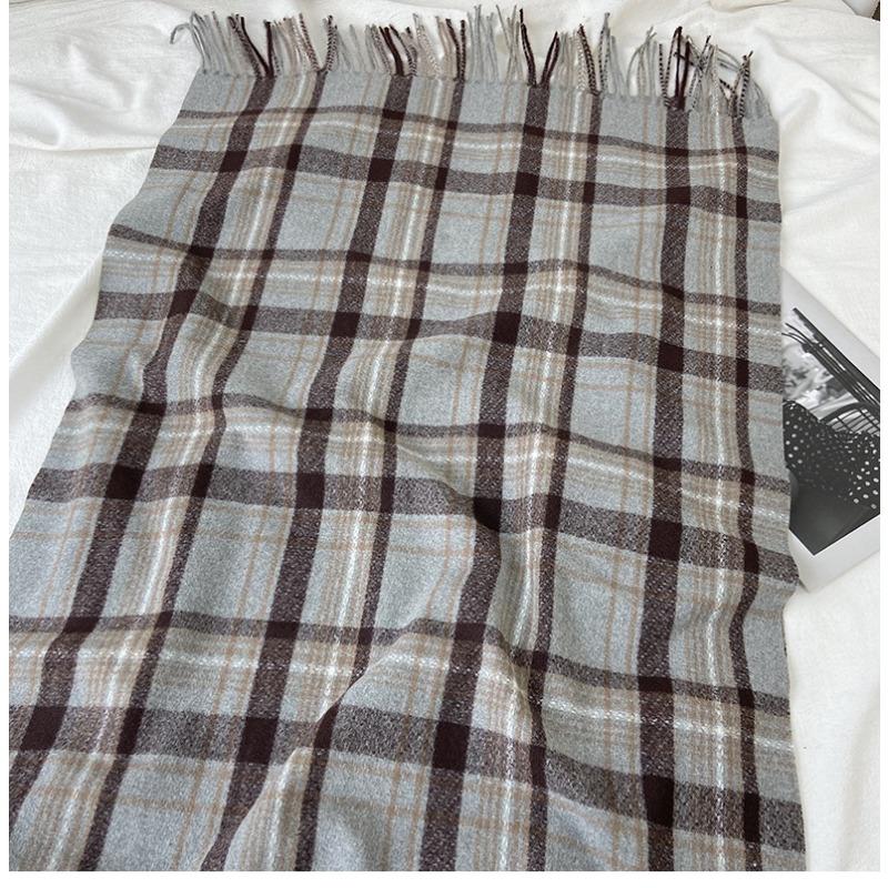 Autunno e Inverno Nuova Sciarpa Sciarpa Invernale da Donna Spessa Calda Imitazione Cashmere Plaid Scialle