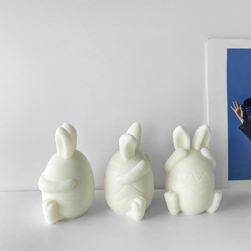 Face-less Rabbit Candle Mold Diy Cover Your Eyes Mouth and Ears Rabbit Aromatherapy Candle Gypsum Incense Stone Mold