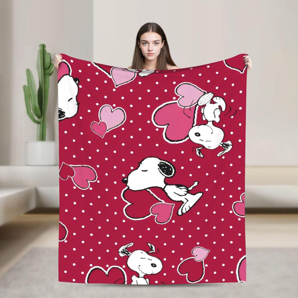 Snoopy Listen to music Blankets Fleece Spring Autumn Cartoon  Multifunction Super Warm Throw Blanket for Home Plush Thin Quilt