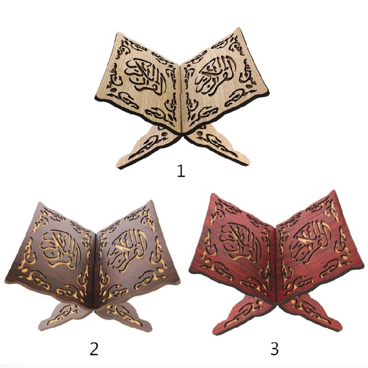 Eid Mubarak Bookshelf Wooden Islam Bible Books Storage Display Rack Retro Stand