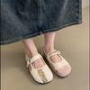 Fairy Fluffy Shoes Female Winter Wear 2025 New Korean Version of High-end Color Matching and Velvet Warm Flat Mary Jane Shoes