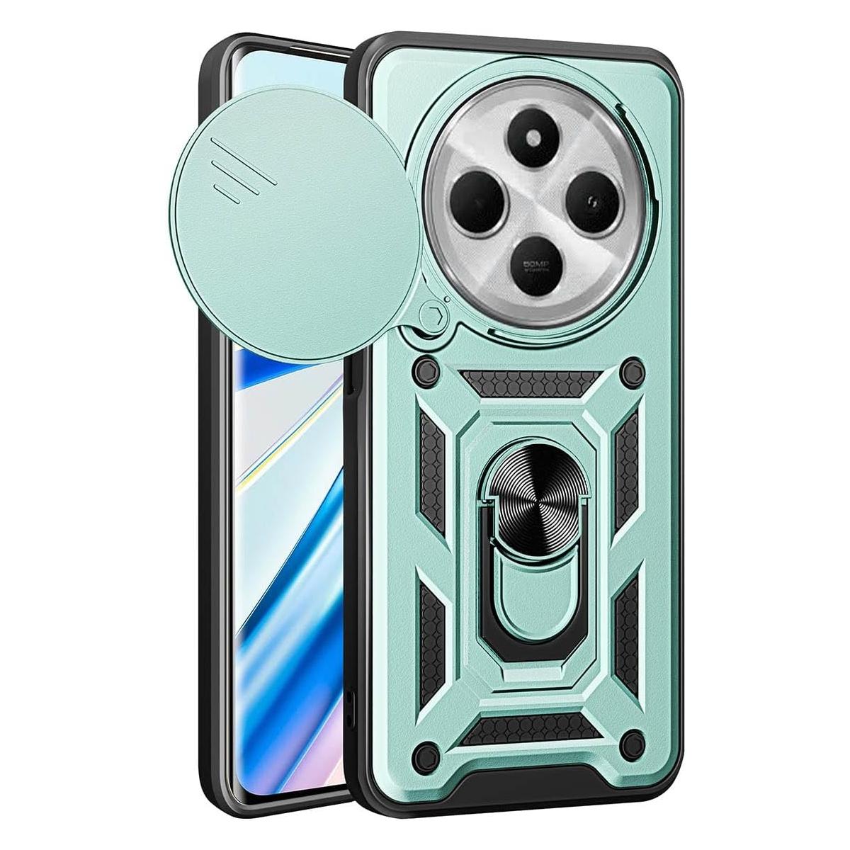 

Чохол Armor для Xiaomi Redmi 14C 4G Poco C75 Захист об єктива з кільцем Магнітний тримач Coque Fundas For Redmi 14C 4G зелений