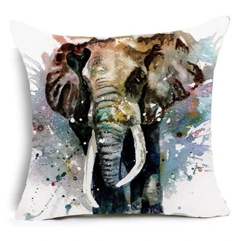 Home Decor Pillowcase Sofa Polyester Elephant Print Cushion Cover Indian Style Animal