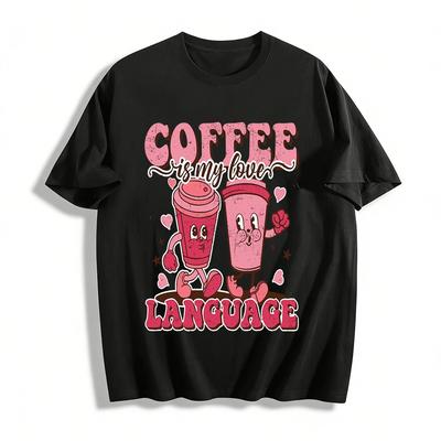 Retro Coffee Is My Love Language Graphic Tee For Coffee Lovers Pure Cotton T-shirt