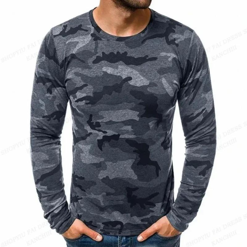 Men's Outdoor Camouflage Warrior Hunting Sports Long Sleeve Fashion Loose Quick Drying Round Neck T-shirt Top Military Tactics