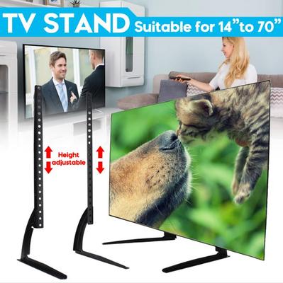 Üst Masa 14” ila 70” TV Tutabilir 35kg'a Kadar Ağırlık Taşıyabilir Siyah TV Standı