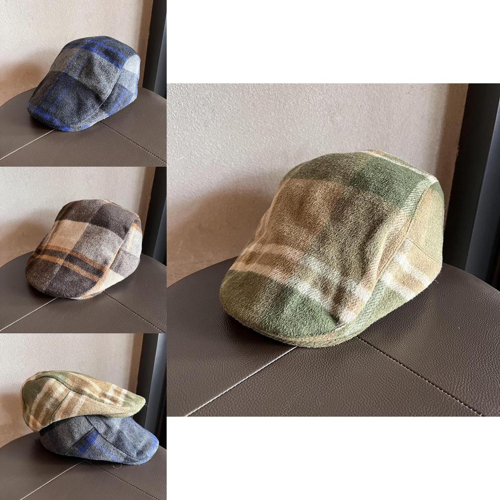 Vintage Style Plush Blend Eightsided Cap With Adjustable Size For Fall Season Fashion