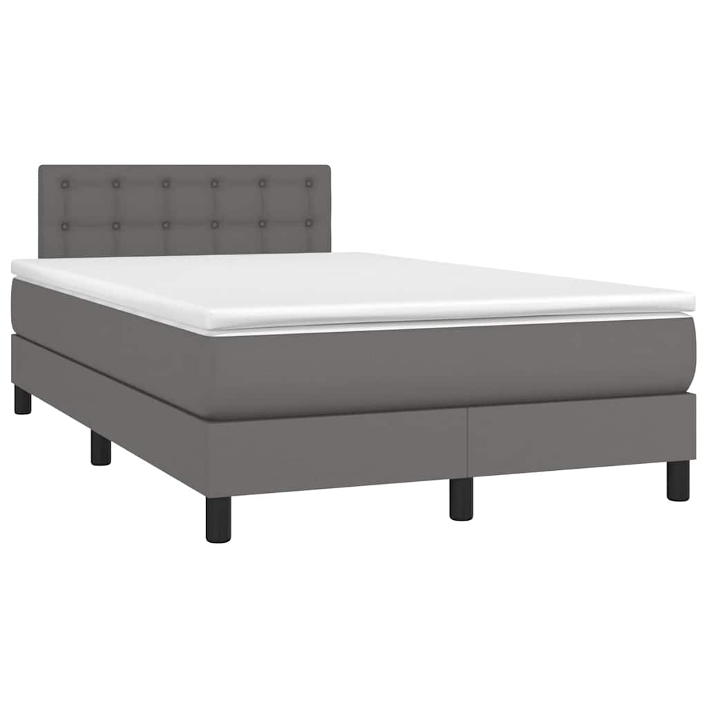 Vidaxl Łóżko Kontynentalne Z Materacem I Led, Szare, 120X190 Cm