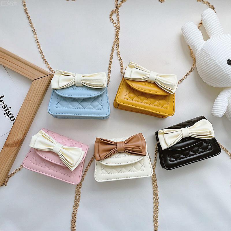 Fashionable Mini Pu Crossbody Bag For Kids With Stylish Bow And Waterproof Features