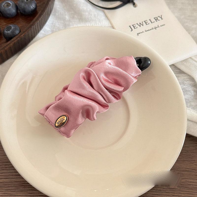 Koreanischer Stil Satin Plissiert Einfarbig Stoff Haarspange Vielseitige Bananen-Klammer Für Frauen Haarschmuck