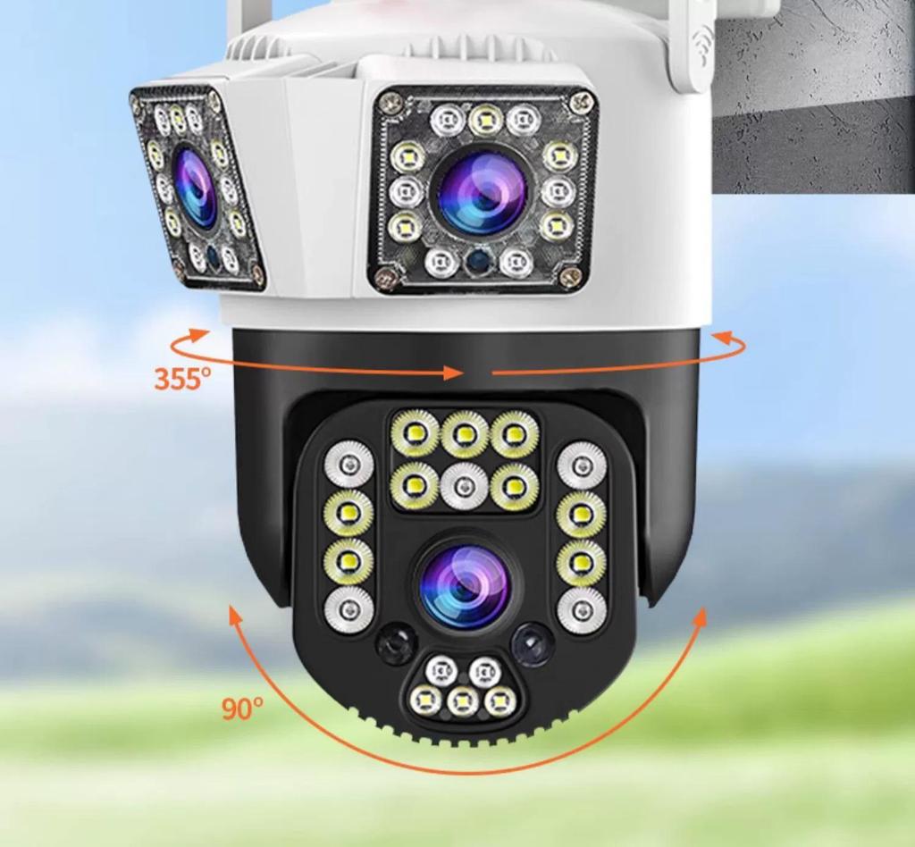 Three-Lens 360° Voice-Controlled Indoor Waterproof HD Monitoring Camera