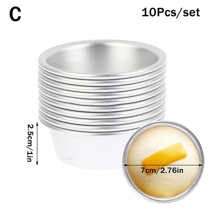 10Pcs Puto Cake Mold Aluminum Alloy Egg Tart Cup Cupcake Kitchen Baking Mold Mini Round Baking Oven Pan Pastry Dessert Mould