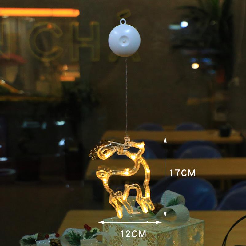 Christmas LED Suction Cup Lights: Creative String Lights for Windows, Curtains, Trees, Reindeer & Bells