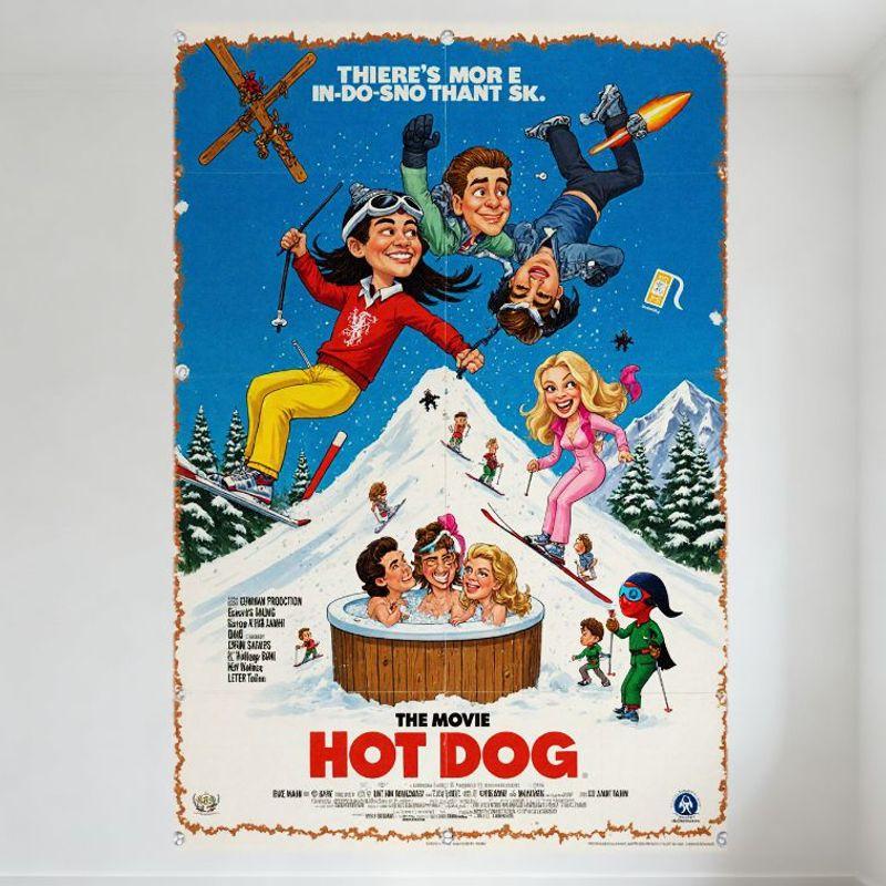 

Hot Dog: The Movie Retro Style Movie Poster Metal Tin Sign Colorful Winter Sports Comedy Art Decoration for Home Bar Man Cave Ca 20x30cm（7.8x11.8inch）
