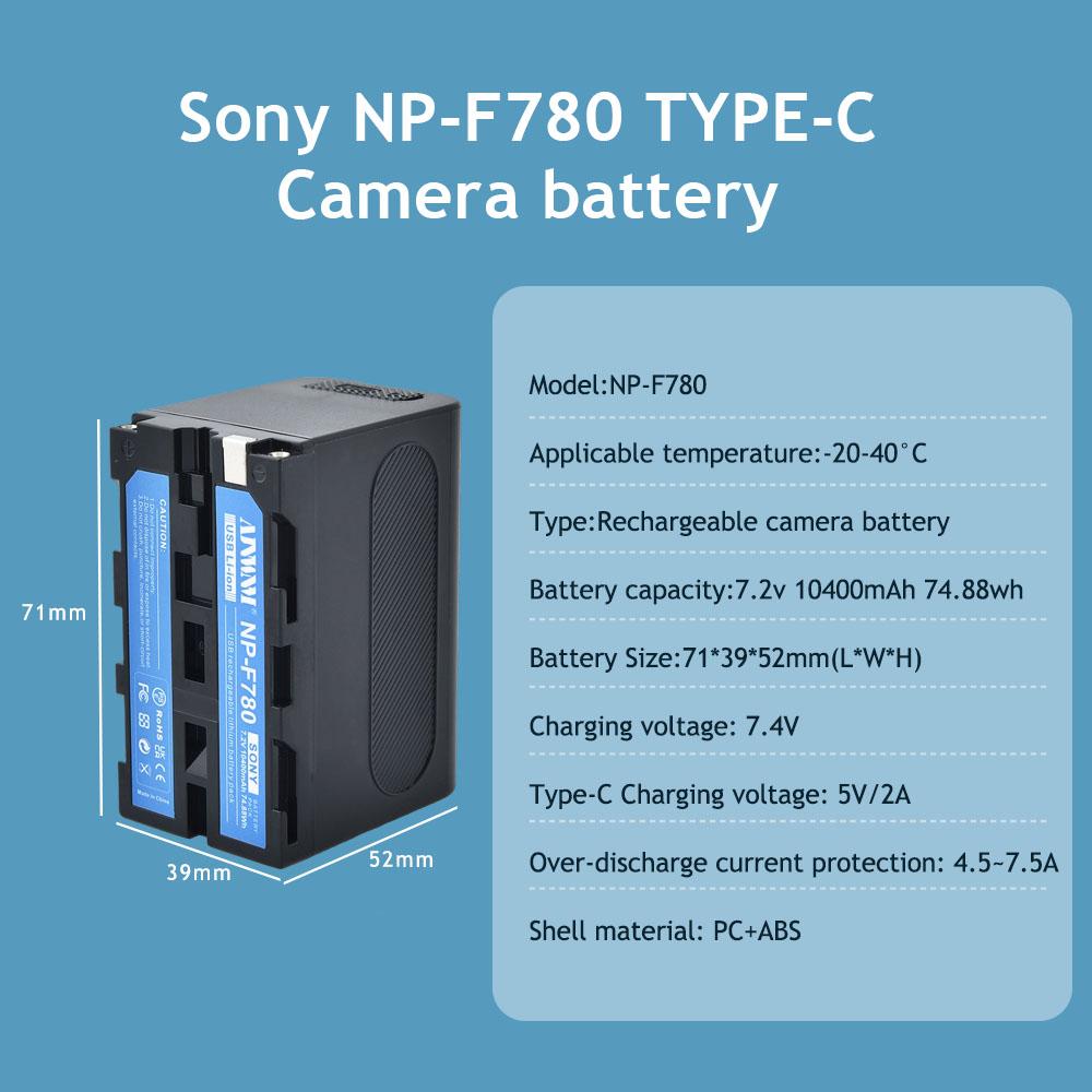 AJNWNM 10400mAh für Sony NP-F770 NP-F780 F750 F730 Akku LCD-Display Ladegerät F970 F550 F570 F750 F770 MC1500C