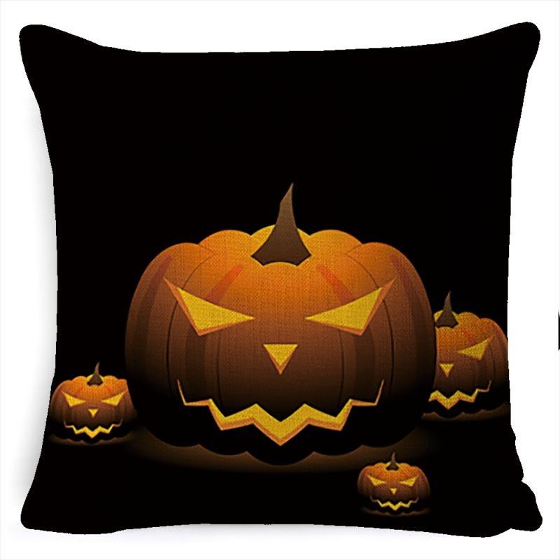Halloween Pillow Pumpkin Little Witch Horror Cushion Linen Cushion Cover Holiday Party Pillow Cover Bed Backrest