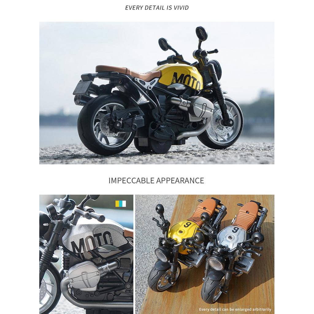1/12 Měřítko R Nine T Retro Motocykly Simulace Alloy Vintage klasický model motocyklu do sbírky Dětské autíčko