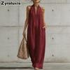 Mono Casual Elegante sin Mangas de Algodón y Lino de Verano para Mujer