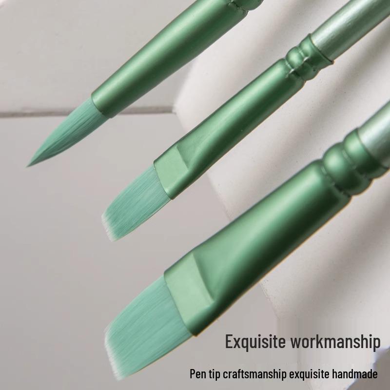 Wheat Nylon Hair Flat Head Brush Set for Digital Oil & Watercolor Painting