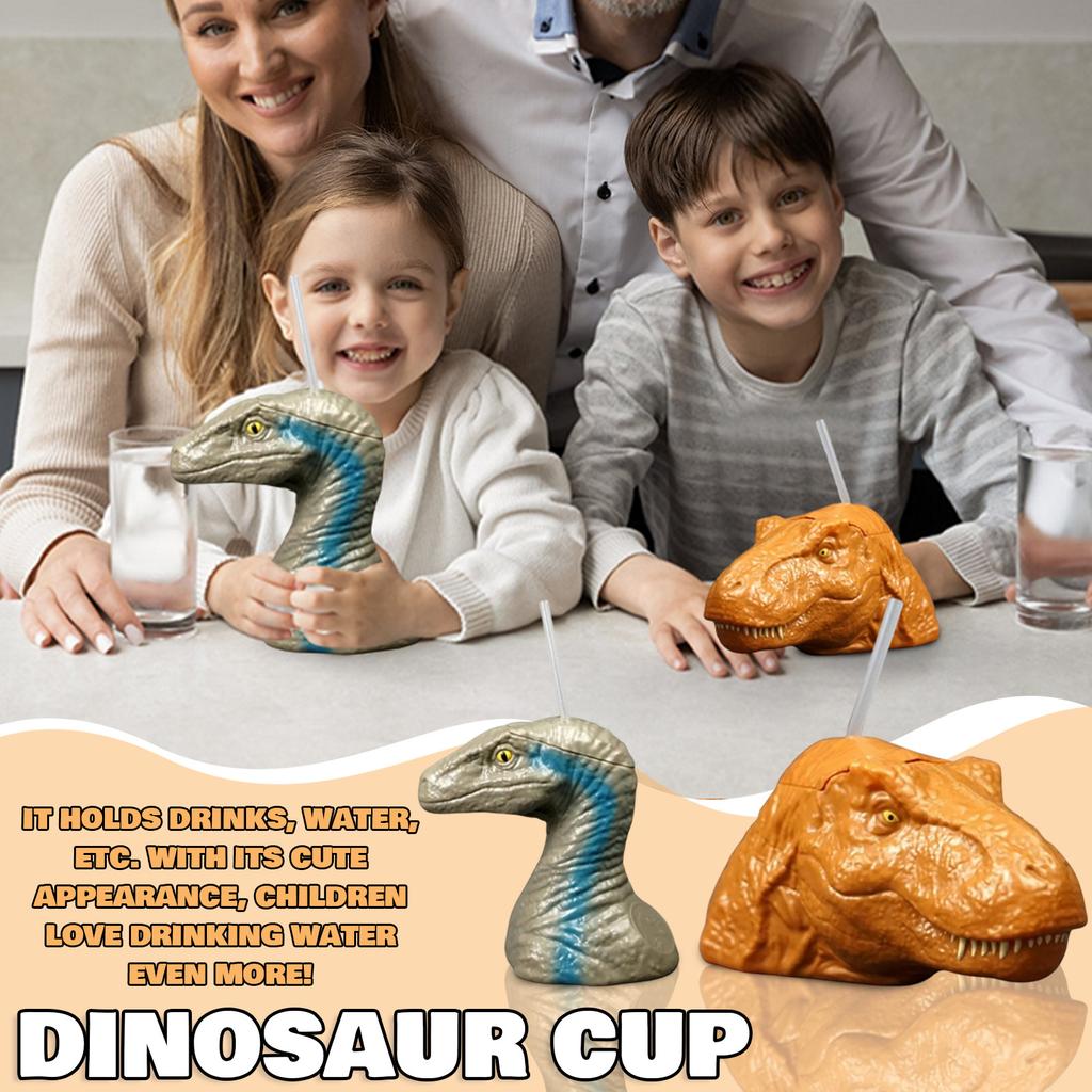 Kreslený kelímek, Dinosauří láhev na vodu Opakovaně použitelný plastový kelímek s kupolovým víčkem a brčkem