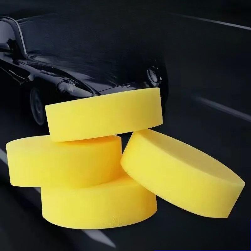 Non-edge-pressed Waxed Sponge, Round Sponge, Car Cleaning Tool, Beauty Polishing, Scrubbing, Car Sponge Block