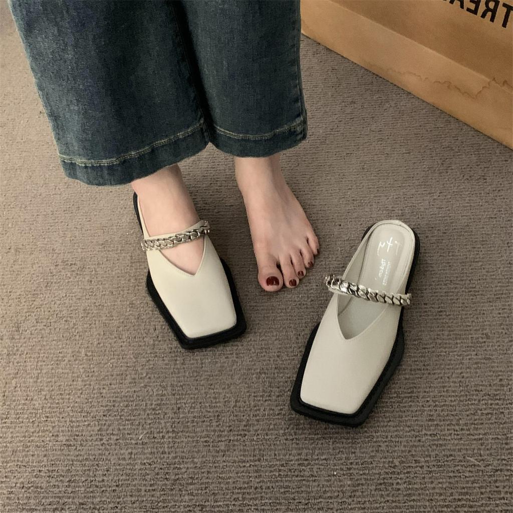Fashion Bailamos 2024 Summer Design Women Slipper Fashion Slip On Women's Shoes Flats Heel Casual Outdoor Ladies Cover Toe Sandal Shoes
