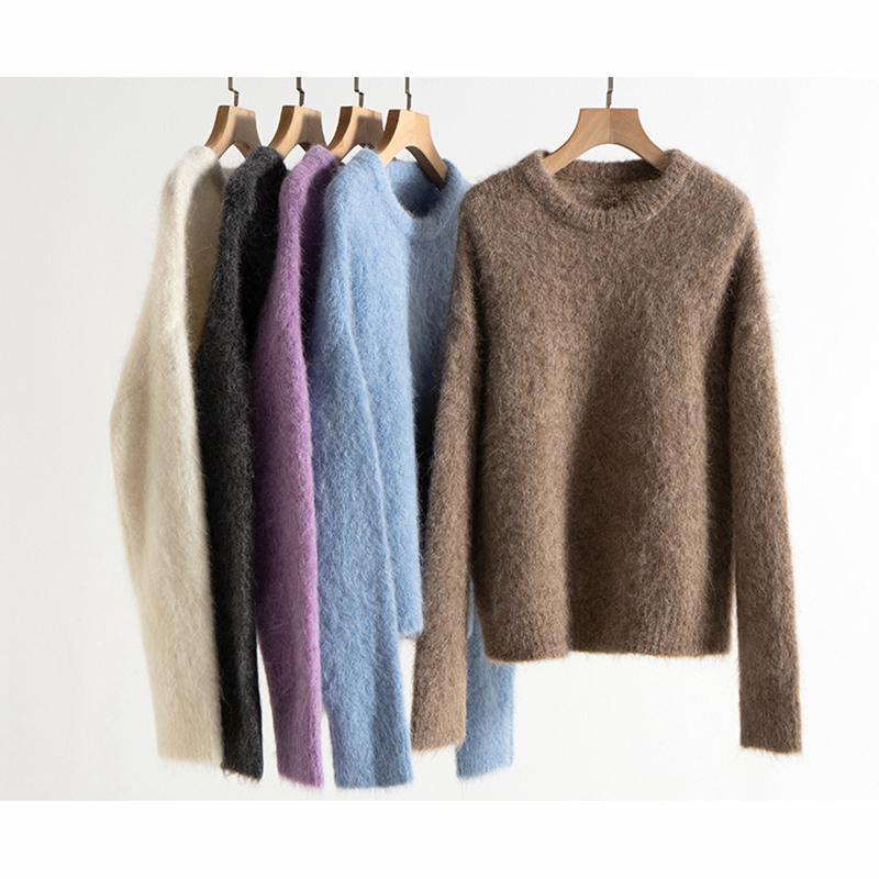 Warm Pullovers Women Dropped Sleeved Loose Sweaters Fall Winter Camel