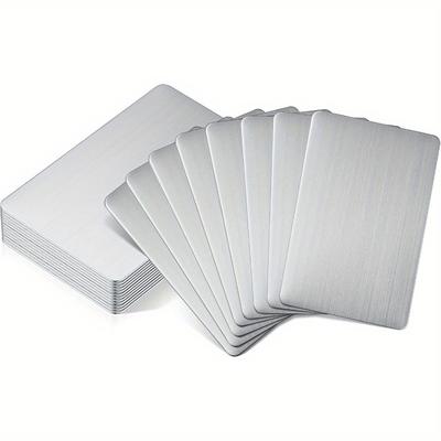10pcs 304 Stainless Steel Metal Business Cards Blank Laser Engraving Stainless Cards for House Office Customer DIY Gift Plate