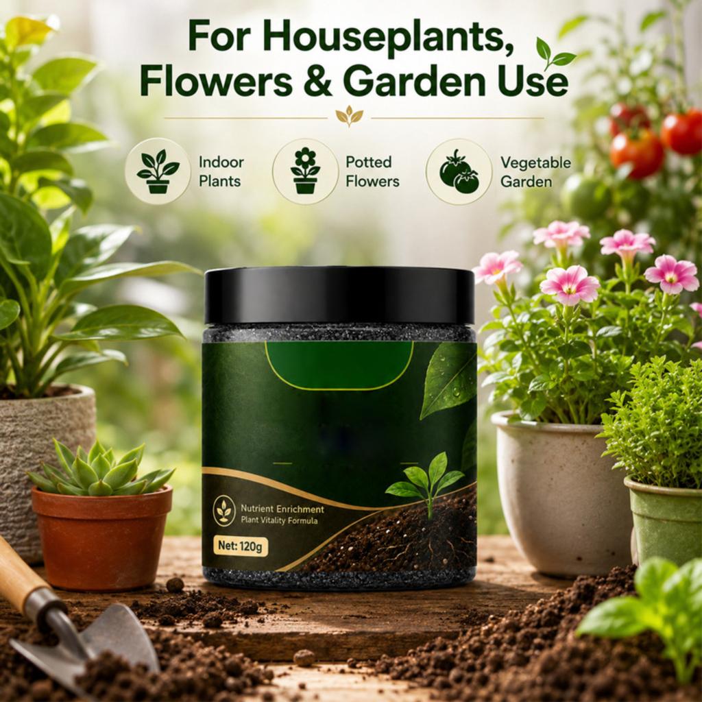 Ammendante per Terriccio per Piante 120g Formula di Arricchimento Nutrizionale per Piante da Interno ed Esterno Vitalità del Terreno e Supporto alla Crescita