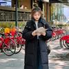 Damen-Daunenjacke im koreanischen Stil, Oversized, mit Kapuze - Baumwollwattiert, mittellang, winterlich warm