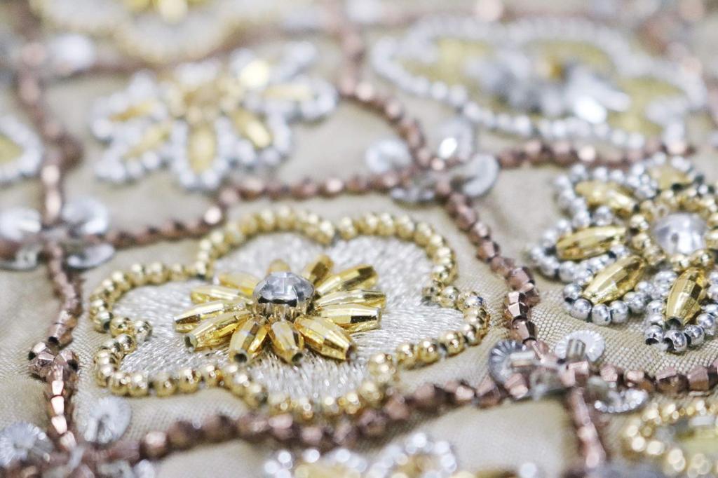 Tokyo Kankan Beaded Embroidered 20 X 15 Pouch, Beige, Cm, M42-1176BE