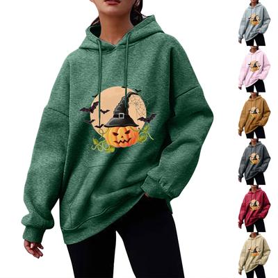 Women's Fall And Winter Halloween Printed Pullover Hooded Sweatshirt Fleece Long Sleeve  Fashion Sweatshirt