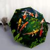 1pc Koi Fish Pond with Green LeavesUmbrella with Plastic Handle,Suitable for All Seasons Home Travel Outdoor UmbrellaB1786