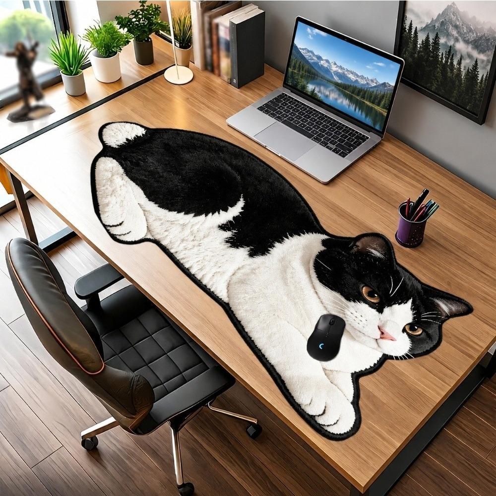 Cartoon Cat Mouse Pad Non-Slip Writing Mat Funny Laptop Table Mat for Home&Office