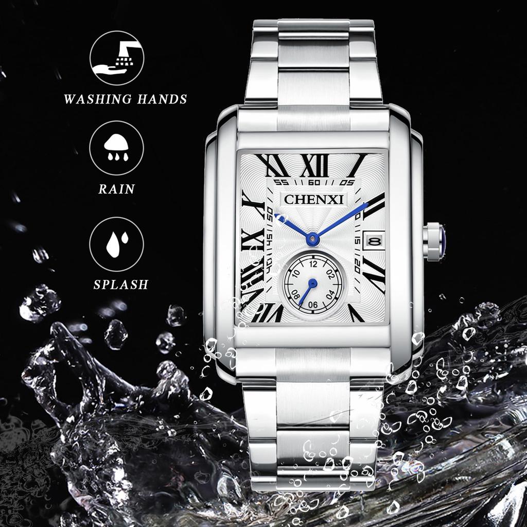 Quadratisch Wasserdicht Römisch Analog mit Edelstahl Beliebtes Quadratisches Uhr für Herren Ein Tolles Geschenk für oder Herren-Uhrarmband. Antik, Einfach, Stilvoll, -