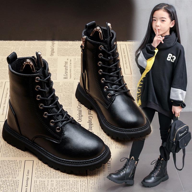 Winter 2025 Mädchen-Stiefeletten: Koreanischer & Britischer Stil High-Top Martin Stiefel mit Samtfutter
