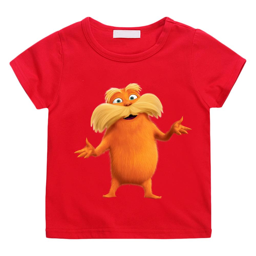 

Summer Children T-shirt New Style The Lorax TEE High Quality 100%Cotton kawaii Boys/girls TOPS Cartoon Print Comfortable Manga O-neck Tee-shirt 100 червоний