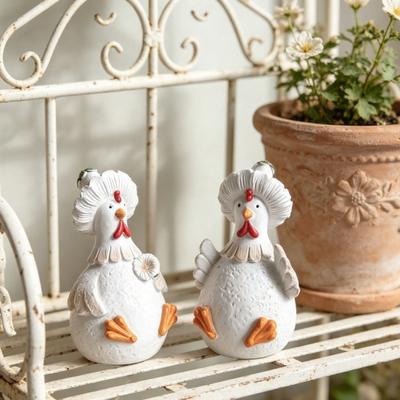Hen Figurine, Cute Resin Chicken Statue, Small Farm Animal Tabletop Sculpture for Yard, Garden, Patio, Lawn, Home Decor