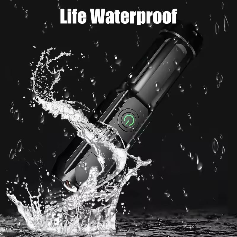LED Camping Torch Flashlight High Power USB Rechargeable Spotlight Zoom Lantern Built-in Battery For Fishing Outdoor Waterproof