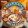 Metal Tin Sign Kitchen Wall Decor with Fruits Breakfast Design for Home Cafe Bar