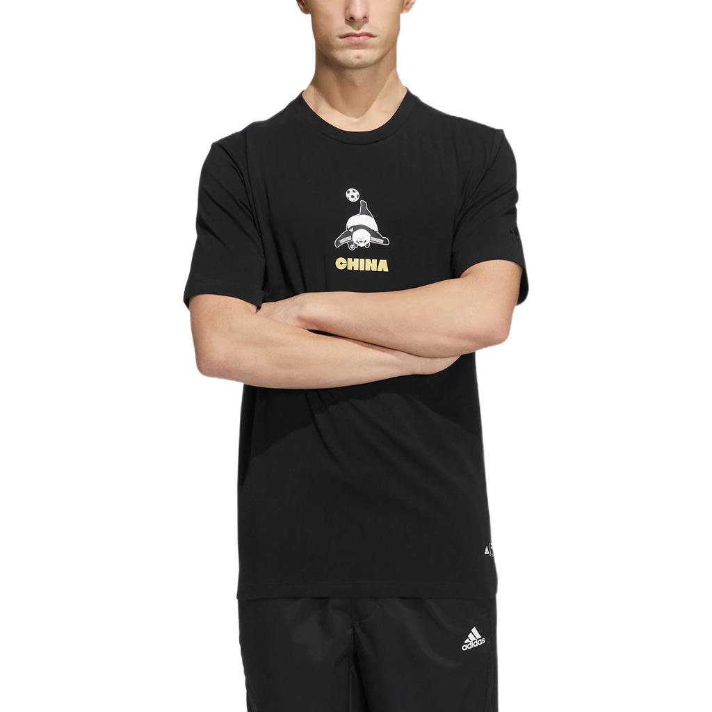 adidas Cartoon Panda Print Round Neck Casual Short Sleeve T-Shirt Men Tops Black HS4398