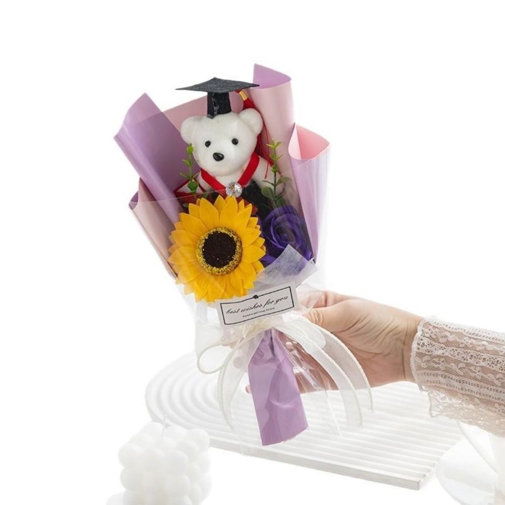 Cartoon Sunflower Graduation Bouquet Bouquet Decoration Graduation Lovely Bear Bouquet Animal Bouquet Valentine's Day