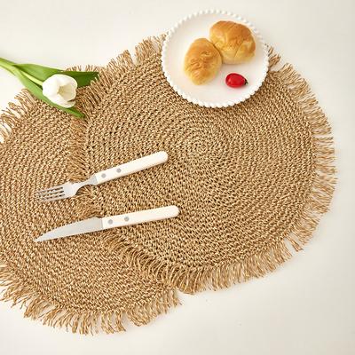 Round Placemats Set of 2 for Dining Tables Heat Resistant Table Mats Handmade Natural Place Mats for Farmhouse Table Decoration
