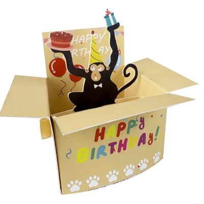 Hilarious Paper Pop-Up Card Heart Balloons 3D Character Design 3D Card Birthday Card Gift