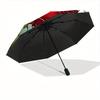 1pc Rose Garden StainedGlass Compact Travel Umbrella, Automatic Folding Lightweight Windproof 8-Bone Reinforced Design, Portable for Backpac