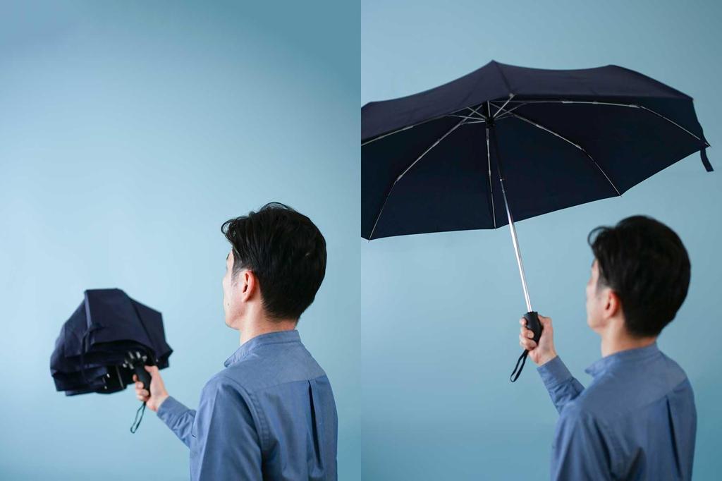 Komiya Shoten 65cm Automatic Large Folding Umbrella Durable Fiberglass Windproof High Wind Resistant Super Water Repellent Teflon Safety Plain